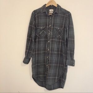 Aritzia Wilfred Free Gray Plaid Flannel Dress S